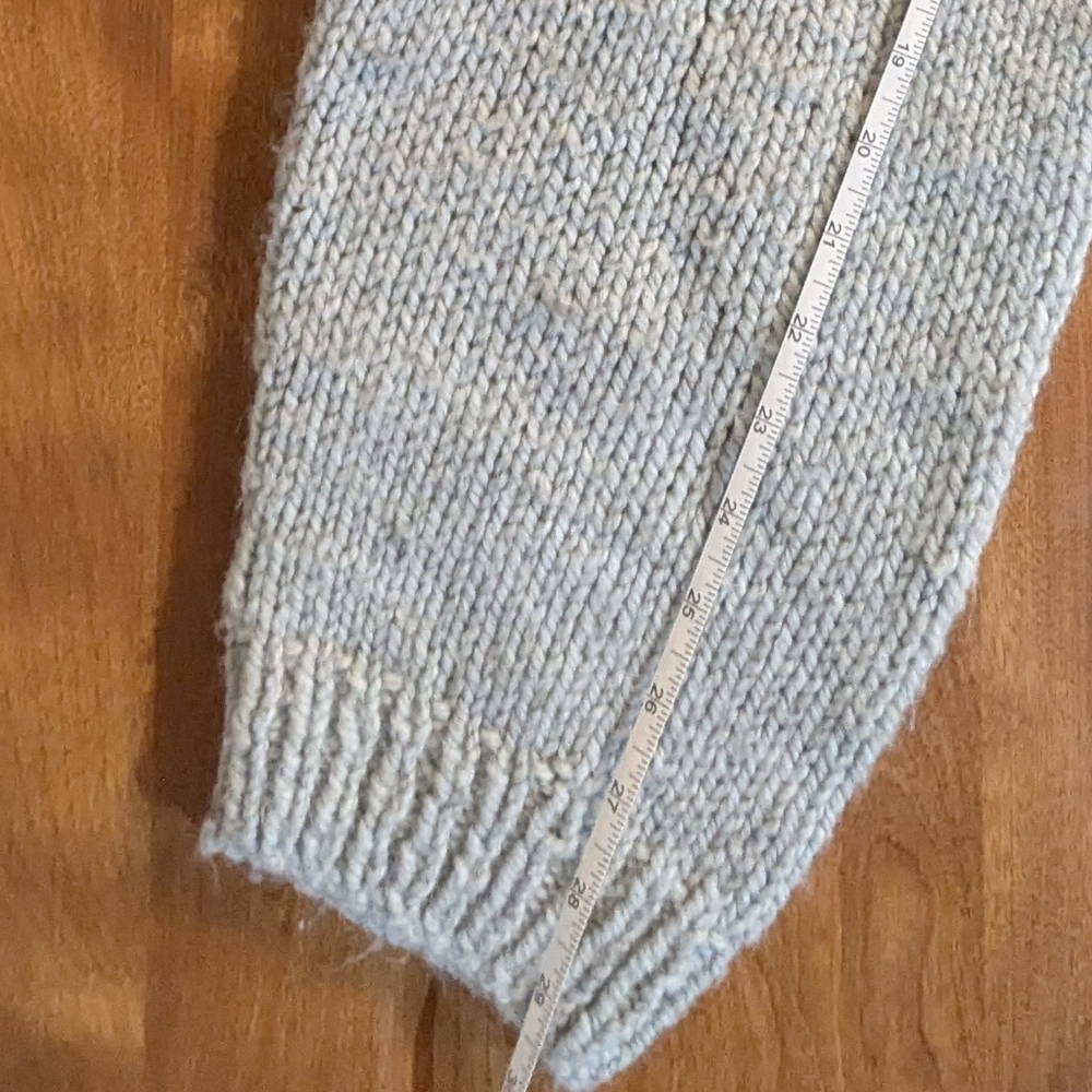 Handmade Nordic Crewneck Sweater - Light Gray with Blue & Black Pattern - Picture 9 of 11